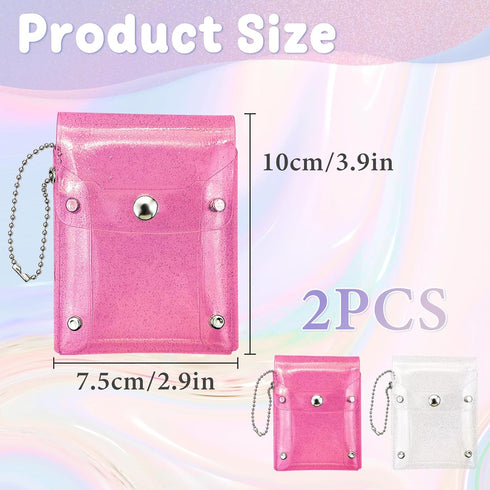 Lipstick Case Keychain, 2Pc Vertical Clear Lipstick Pouch Organizer for Purse, Waterproof Coin Purse Mini Storage Purse for Small Items (Clear+Pin...