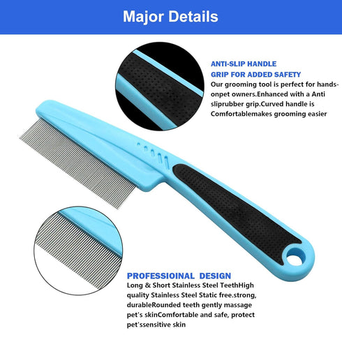 Dog Bath Brush,Cuteabc 2Pcs Cat Grooming Comb Set Included Scrub Brush for Dogs Bath and Pet Steel Combs,silicone pet brush?dog bath brush scrubbe...