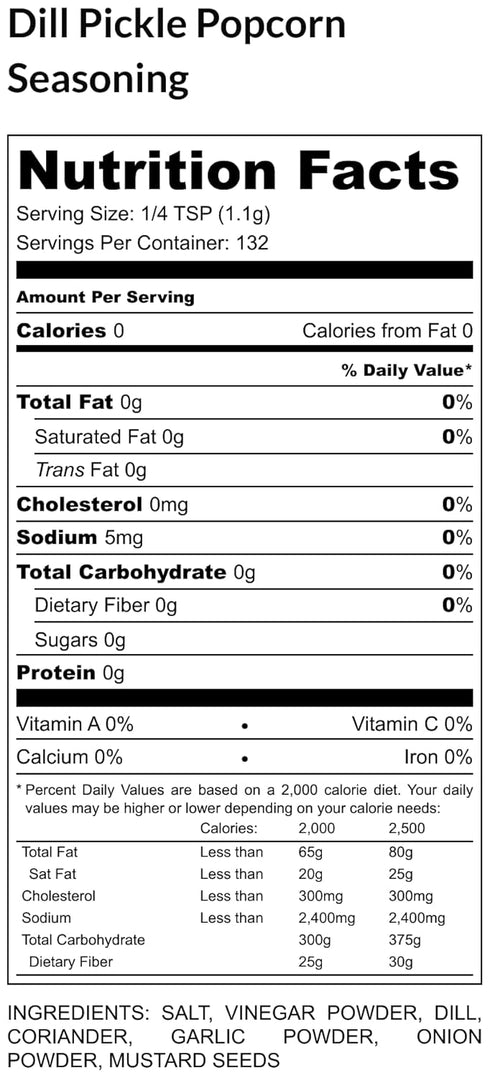 Premium | Dill Pickle Popcorn Seasoning | Large Shaker | Calorie Free | Fat Free | Saturated Fat Free | Cholesterol Free | Crafted in Small Batche...