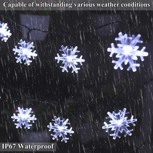Christmas Decorations Solar Snowflake String Lights Outdoor, Bright and Long Lasting 50LED Solar Christmas Lights Outdoor Waterproof, 31ft White C...