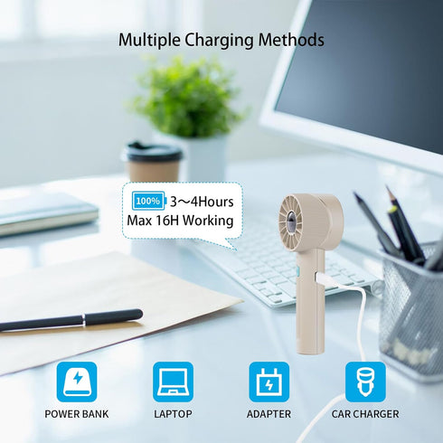 Personal Fans, Powerful Portable Handheld Fans with 7000RPM Turbo, High Speed USB-C Rechargeable Pocket Fan, Max 16H Working Table Fan for Women, ...