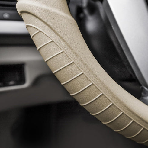 FH Group Universal Fit Silicone with Grip and Pattern Massaging Grip Steering Wheel Cover Fits Most Cars, SUVs, Trucks, and Vans Beige...