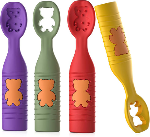 Baby First Spoons Set (4 Pack),Pre-Spoon Feeding Utensil for Kids Aged 6+ Months,Baby Led Weaning (BLW) Teething Spoon-Self Feeding,Silicone Toddl...