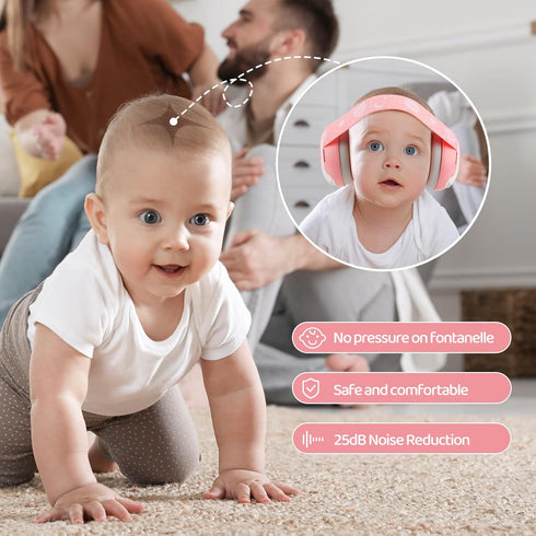 Baby Ear Muffs,25dB NRR Infant Headphones Noise Cancelling Baby Ear Protection with Carrying Bag Baby Travel Essentials,Baby Sound Proof Headphone...