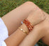 KELITCH Created Fire Agate Beads on Genuine Leather 3 Wrap Bracelet Handmade New Charm summer Jewelry...