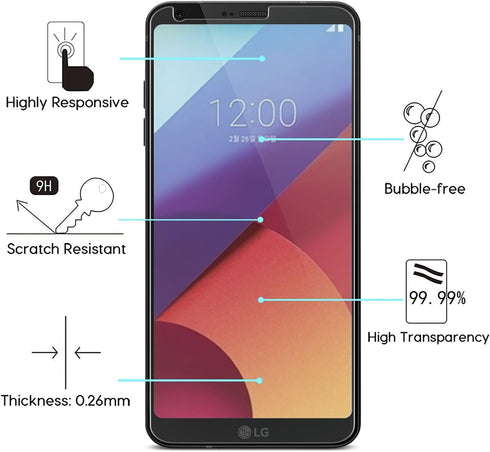 [3-Pack Screen Protector for LG G6 (2017 Release, 5.7" Display),Tempered Glass Film,Ultra Clear,Anti Scratch,Bubble Free,Case Friendly...