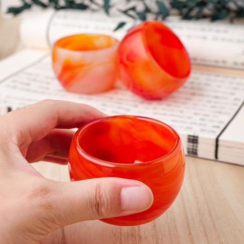 Runyangshi 1PCS Red Agate Bowl 2.59 inches Crystal Agate Healing Crystal Hand Carved Tumbling Polishing Agate Bowl Reiki Meditation Home Decor Gif...