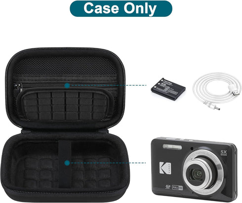 Canboc Carrying Case for KODAK PIXPRO FZ55/ FZ45/ FZ43/ FZ53 16MP Digital Camera, Video Vlogging Camera Bag, Zipper Mesh Pocket fit Cable, Black (...