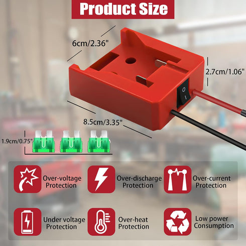 2 Pack Power Wheel for Milwaukee M18 18V Battery Adapter, Power Wheel Battery Converter Kit with Fuses & 14AWG Wire & Control Switch Use for DIY R...