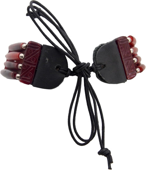 American Indian Style Bone Choker Necklace, 4 Row Burgundy Red Traditional Hairpipe Beads, Unisex Adjustable...