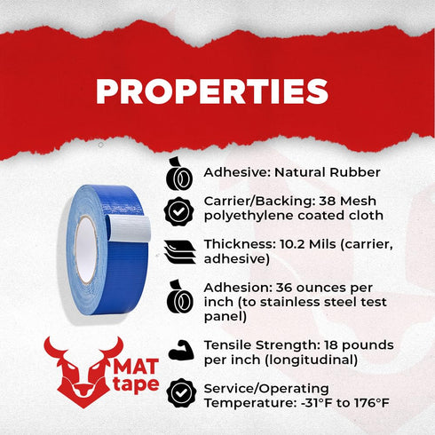 MAT Duct Tape Black Industrial Grade, 2 inch x 60 ft. Waterproof, UV Resistant for Crafts, Home Improvement, Repairs, & Projects...