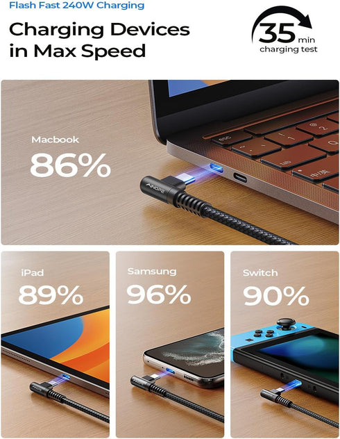 AINOPE 240W USB C to USB C Cable 10ft, C to C Type Fast Charging Cable for MacBook&iPad Pro, Samsung S23/22/21/20, Black...