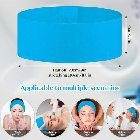 30 Pieces Disposable Spa Facial Headbands, Stretch Non-Woven Skincare Headband, Soft Skincare Hair Band with Adjustable Magic Tape for Women Girls...