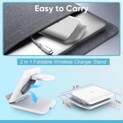 Fast Wireless Charger for Samsung - 2 in 1 Foldable Travel Charging Station, Compatible with Samsung Galaxy Z Flip 6/5/4 and Motorola Razr+ (Adapt...