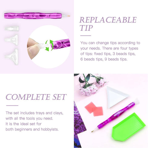 ZYNERY 4 PCS Diamond Painting Pens, Resin Diamond Art Pens with Clay Tips Tray, 5D Diamond Painting Accessories and Tools for DIY Diamond Painting...