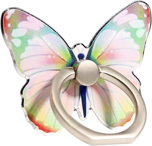 Butterfly Cell Phone Ring Stand Holder, Cute Butterfly Pattern Painted Metal Finger Stand Kickstand 360°Rotation Phone Ring Holder Stand Ring Hand...