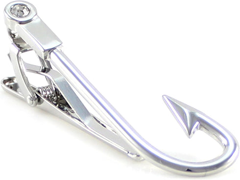Fishing Hook Tie Clip Rhodium Plated Nolvety Fishhook Tie Clip With Box...