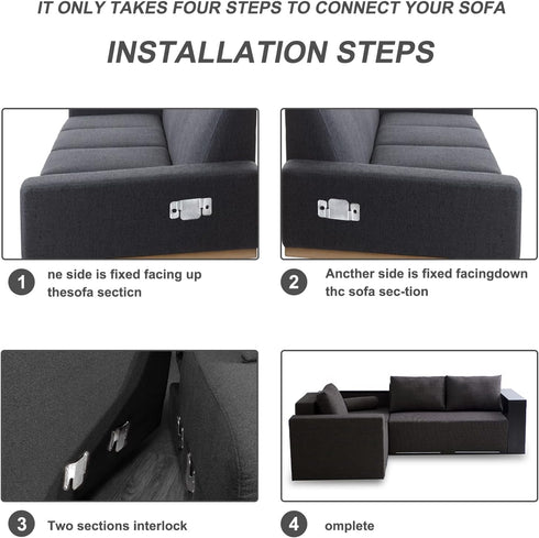 DEEPDREAM 12 Pcs Sectional Couch Connectors Metal Couch Clips Sofa Connector Interlocking Furniture Connector with 28 Pcs Screws...