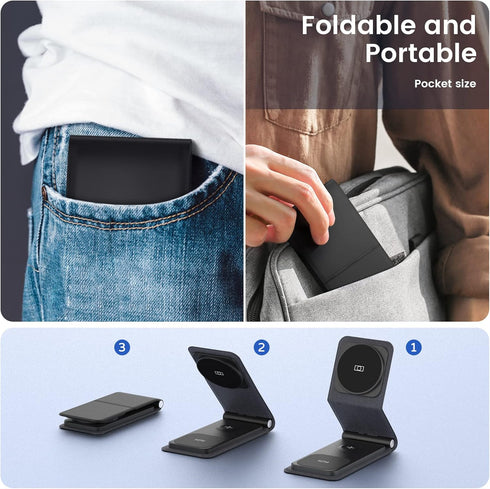 3 in 1 charging station?Magnetic foldable charger,travel charging pad for iPhone 14 13 12 Pro Max & Apple Watch - Charging Stand Dock for AirPods....