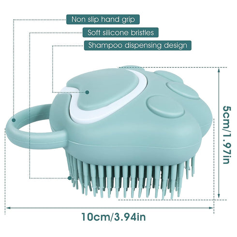 Dog Cat Bath Brush Comb Silicone Rubber Dog Grooming Brush Silicone Puppy Massage Brush Hair Fur Grooming Cleaning Brush Soft Shampoo Dispenser(bl...