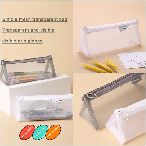 Mesh Cosmetic Bag Portable Clear Makeup Bags Mesh Zipper Pouch for Home Office Travel Accessories Organizer (2PCS White & Grey)...