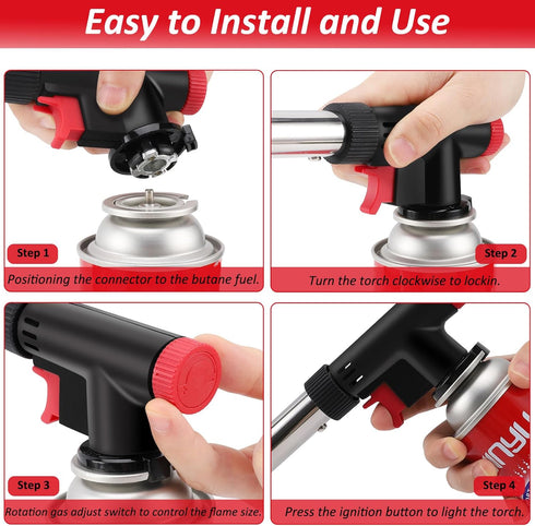 CORKAS Butane Torch Head, Professional Kitchen Cooking Torch with Adjustable Flame, Culinary & Grilling Blow Torch Lighter for Desserts, Creme Bru...