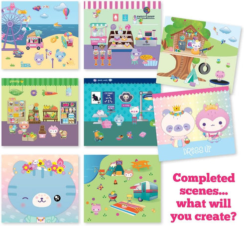 Craft-tastic Sticker It Up! – Reusable Sticker Book for Kids – 750+ Repositionable Stickers Create Designs on 8 Scene Pages for Hours of Mess-Free...