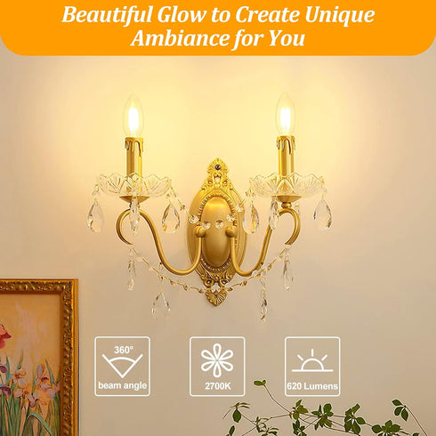 Brightever Candelabra E12 LED Light Bulbs 60W Equivalent, 5-Pack B11 6W Chandelier Light Bulbs, 620Lm 2700K Warm White Candle Lightbulbs for Wall ...