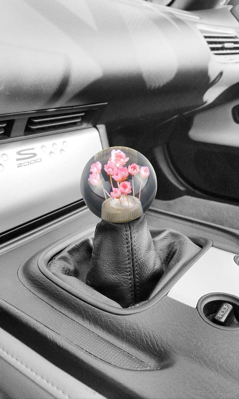EZAUTOWRAP Flower Pink Auto Car Shift Knob Round Ball Weighted Manual Gear Stick Shifter Adapter JDM Universal...