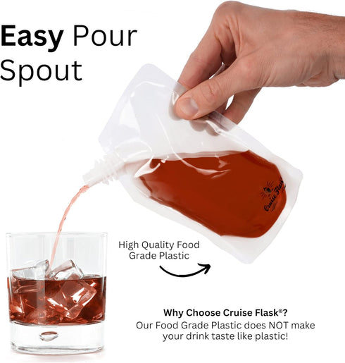Concealable And Reusable Cruise Flask Kit - Sneak Drinks Anywhere - 3 x 32 oz + 3 x 16 oz + 1 funnel...