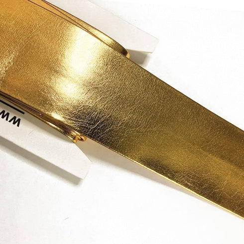 4-Yards 25mm (1") Fold Over polyurethan Faux Leather Trim, TR-12191 (Gold)...