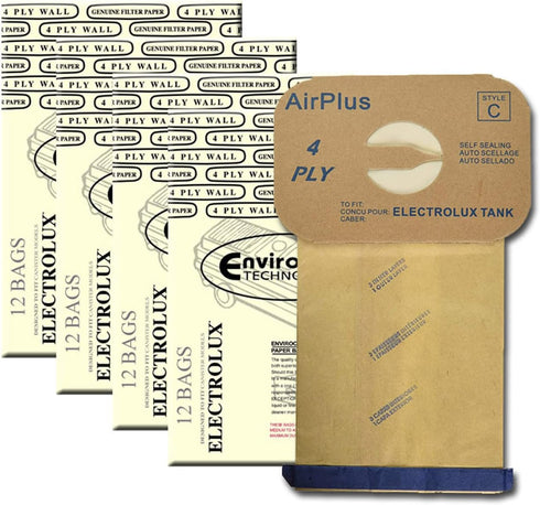 EnviroCare 48 Electrolux Type C Tank Model Vacuum Cleaner Bags 4 Ply...
