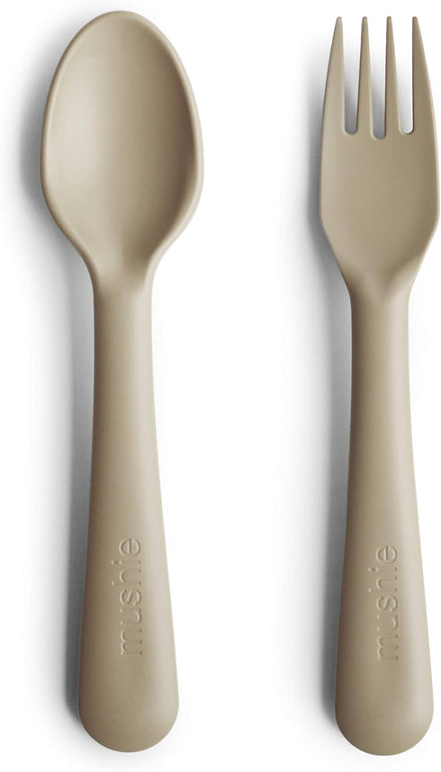 mushie Flatware Fork and Spoon Set For Kids | Made in Denmark (Vanilla)...
