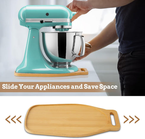 Bamboo Sliding Mat for Kitchenaid Mixer, Mixer Mover Slider Mat Pad Compatible with Kitchenaid 4.5-5 Qt Tilt-Head Stand Mixer,Kitchen Appliance Sl...