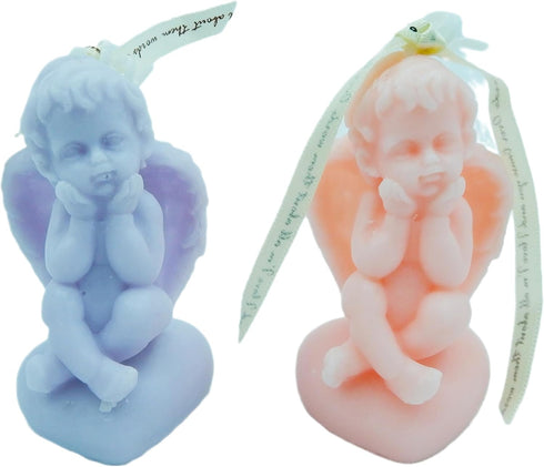 2 Angel Soy Wax Candle 2 Golden Candlestick Tray,Cute Decorative Candles,Scented Candles for Women;Home Decoration;Spa;Relaxation,Aesthetic Candle...