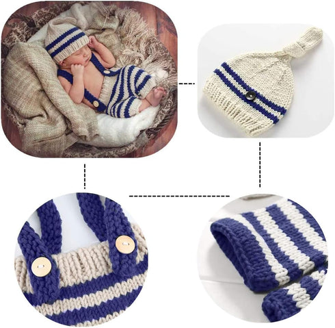 3 PCS Newborn Photography Prop Baby Hat Knitted Handmade Cover Diaper with Toddler Swaddle Blankets Wraps for Infant Boy Girl Princess Twins...