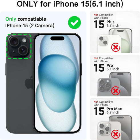 2 Pack iPhone 15 Screen Protector + 2 Pack Camera Lens Protector,Hd Ceramic Matte Glass Film,Sensitive & Smooth Touch,Bubble-Free Installation,Cas...