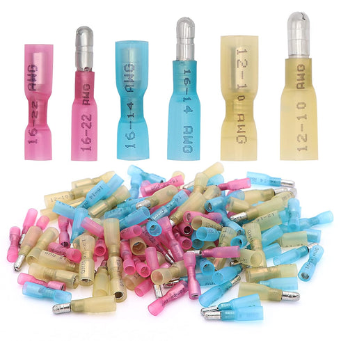 120PCS Heat Shrink Bullet Connectors Kit,Waterproof Electrical Female & Male Bullet Butt Terminals(12-10AWG,14-16AWG,18-22AWG)...