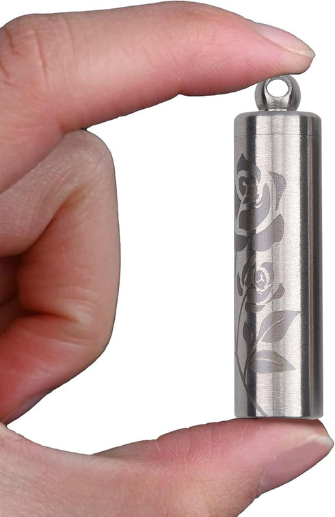 aiGear Stainless Steel Mini Pill Case Inner Diameter 0.48 Inch with Necklace Light Weight Pill Holder Waterproof Small Keychain Pill Box for EDC O...