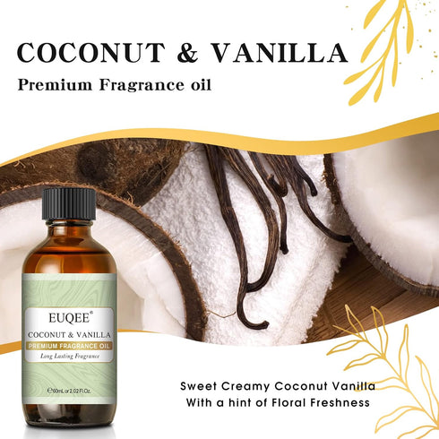 Coconut & Vanilla Fragrance Oils, Premium Essential Oils with Glass Dropper for Diffusers, Candle & Soap Making, Bath Bombs (2.02 Fl oz/60 ml)...