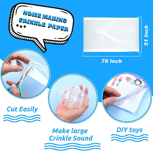 Zonon Noise Making Crinkle Paper Crinkle Material Noise Maker Plastic Film for Baby Dog Cat Toys Pet Supplies (51 x 78 Inch)...