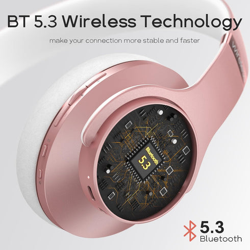 DOQAUS Bluetooth Headphones Over-Ear, 90 Hrs Playtime Wireless Headphones with 3 EQ Modes,HiFi Foldable Headphones with Microphone and Soft Protei...