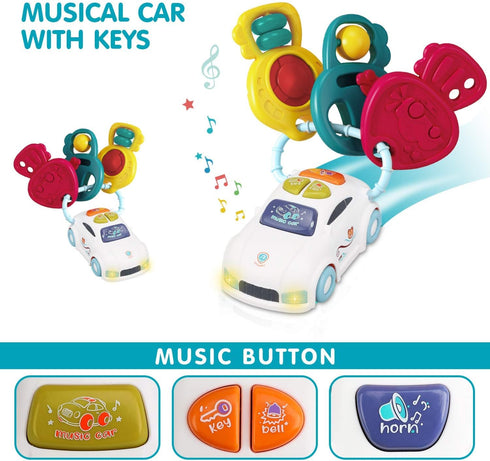 TOY Life Baby Cell Phone Toy with Baby Keys Baby Musical Toy Phone Toy Keys Toy Remote for Baby with Sound Effect Volume Control Baby Light Up Toy...