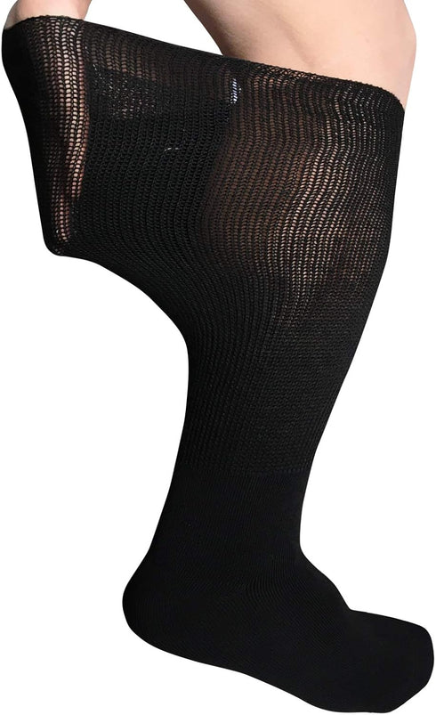 Extra Width Diabetic Socks for Lymphedema, Bariatric Non Binding Knee High Sock for Swollen Edema Cast Feet Mens and Womens Legs, Slouch Boot Sock...