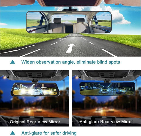 SkycropHD Anti Glare Rear View Mirror for Car, Clip on Wide Angle Panoramic Rearview Mirror Eliminate Blind Spots – Convex, Blue...