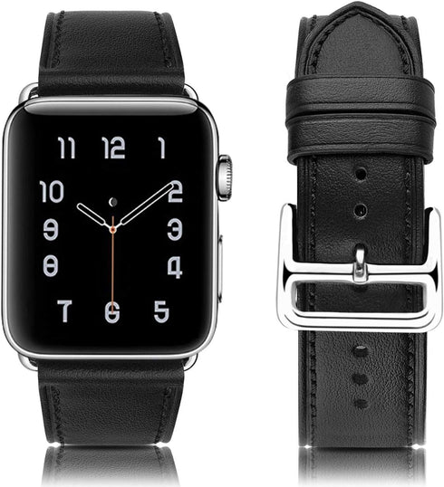 Leather Band Compatible with iWatch 42mm/44mm/45mm Genuine Leather Strap Bands Replacement for iWatch Series 1-8 Ultra 42/44/45/49 mm Bracelet Loo...