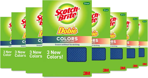 Scotch-Brite Dobie, All-Purpose Cleaning Pads, 3 Count(Pack of 8), Multicolor...