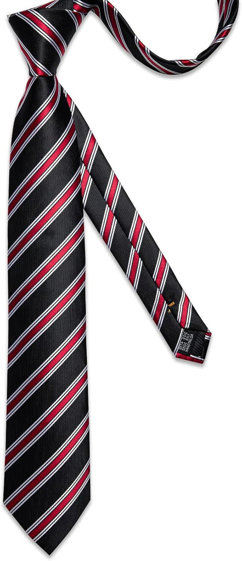 DiBanGu Mens Stripe Plaid Tie Set Floral Necktie Pocket Square Cufflinks Set Party Wedding Business...