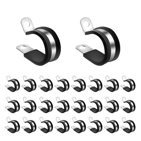 50pcs 1/2 Inch / 1.27cm Cable Clamps, Stainless Steel Insulated Clamp Wire Organizer Clips Mounting Cord Fastener Clips...