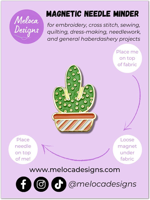 Meloca Designs Cactus Needle Minder for Cross Stitch, Embroidery, Sewing, Quilting, Needlework and Haberdashery...